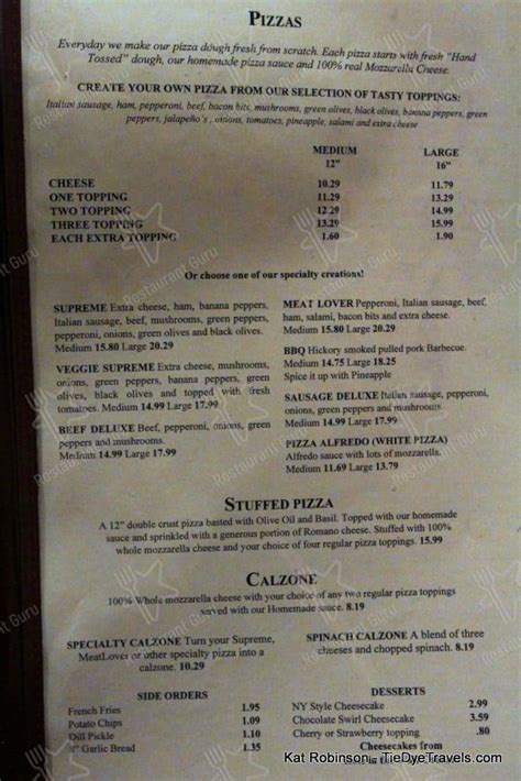 Menu at Sicily's restaurant, West Memphis