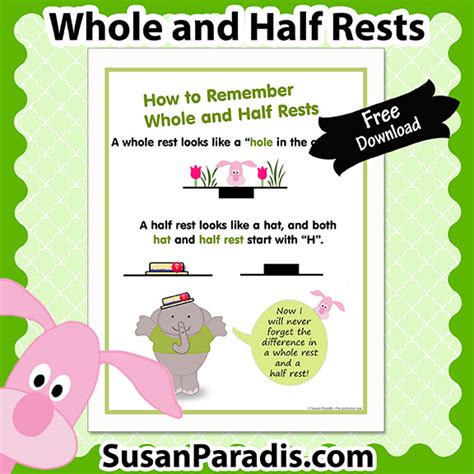 Whole and Half Rests - Susan Paradis Piano Teaching ResourcesSusan ...