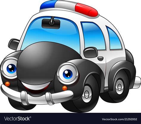 Cartoon police car character Royalty Free Vector Image