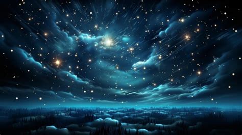 Premium Photo | Blue star on night sky galaxy space