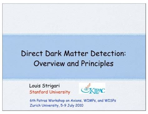 Direct Dark Matter Detection Overview and Principles