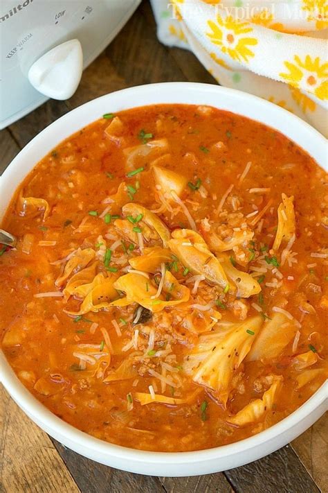 Easy Slow Cooker Stuffed Cabbage Soup with Ground Beef