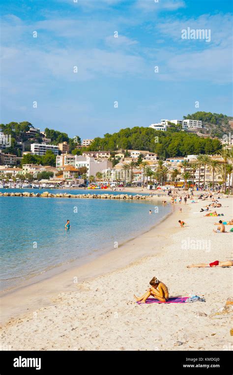 Platja de Port de soller, beach, Port de Soller, Mallorca, Balearic ...