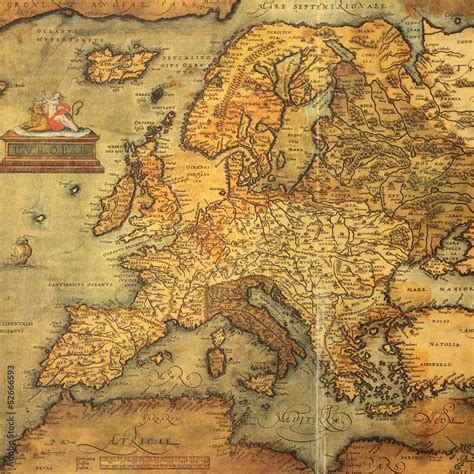 Reproduction of 16th century map of Europe Stock Photo | Adobe Stock