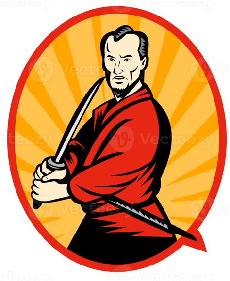 Samurai warrior with katana sword 13147402 PNG