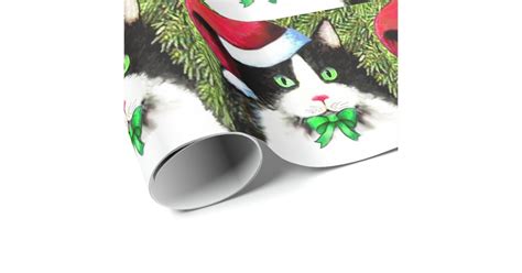 Christmas Tuxedo Cat Wrapping Paper | Zazzle