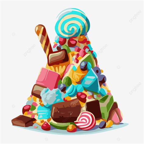 Pile Of Candy Vector, Sticker Clipart Candy Pyramid On White Background Candy Cartoon, Sticker ...