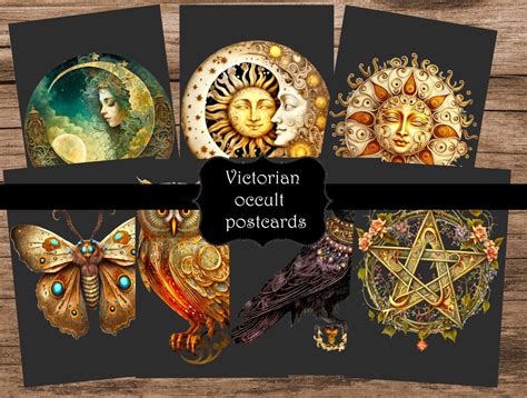 Victorian Occult Postcards. Printable Double Postcards to Send - Etsy