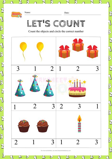 Counting Numbers 1-3 Worksheets For Kindergarten - CountingWorksheets.com