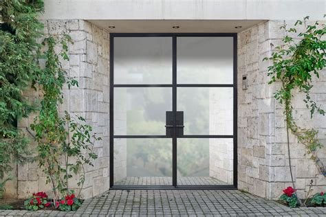 Steel Exterior Doors - Metal Grid Doors, Modern Glass and Steel Front Doors - Custom Steel Frame ...