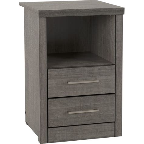 Lisbon Black 2 Drawer 1 Shelf Bedside Cabinet