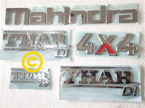 Buy Mahindra Thar DI Full Emblem KIT Mahindra Thar 4X4 CAR Monogram/Logo/Emblem Chrome Emblem ...