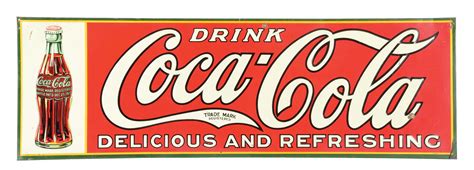 Lot Detail - SINGLE-SIDED EMBOSSED TIN COCA-COLA SIGN.