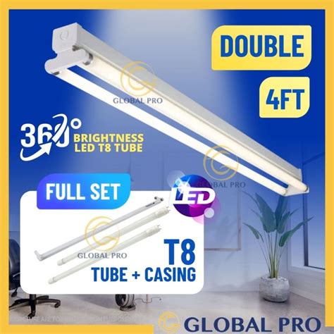 [FULL SET] DOUBLE 4FT T8 Led Tube Light Lampu Kalimantang LED Set Lampu ...