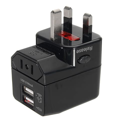 250V 6A Universal Travel Adapter Dual USB Plug Charger Power Adaptor EU ...