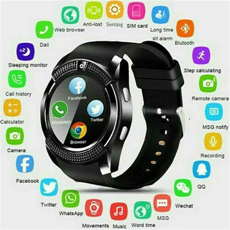 New 2019 Smart Watch For IOS & Android Pedometer Camera Text Call Touch ...