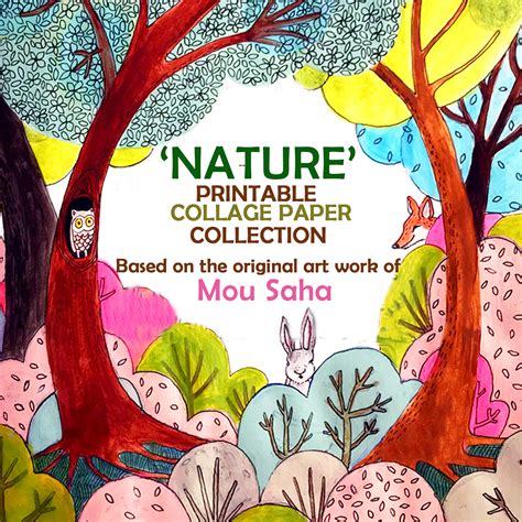 “Nature” Printable Collage Paper Collection – Mou Saha