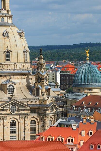 Premium Photo | Aerial view on roofs of old dresden and part of frauenkirche