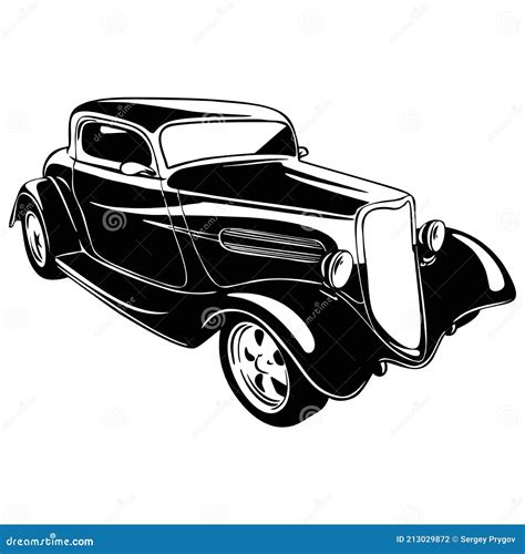 Old Classic Car, 1930 Vintage Car, Stencil, Silhouette, Vector Clip Art for Tshirt and Emblem ...