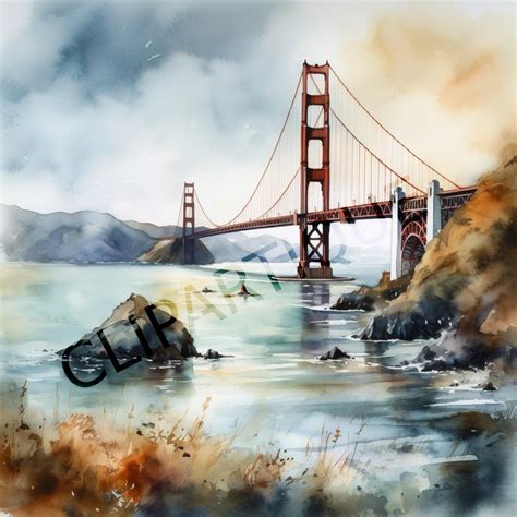 Golden Gate Clipart 12 High Quality PNGS Instant Download, Wall Art ...