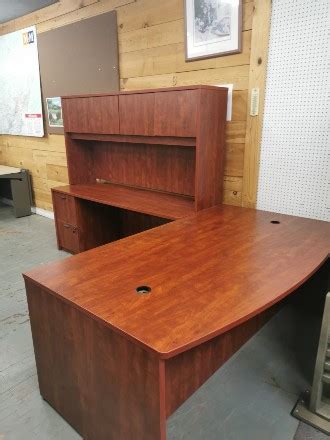 L SHAPE BOW FRONT DESK WITH HUTCH | Kitchener-Waterloo Used Office Furniture | Guelph ...