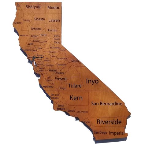California State County Wood Map — Meridian Maps