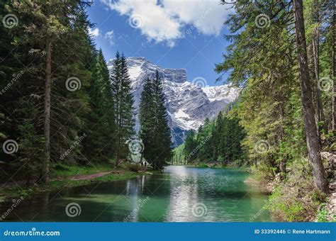 Hiking Along the Pearl of the Dolomites, the Pragser Wildsee Stock Photo - Image of pusteria ...