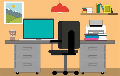 Vector Office Desktop Illustration 210808 Vector Art at Vecteezy