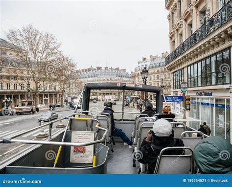 Parisian Sightseeing Tour Bus with Visitors Tourists Editorial Photo - Image of outdoors ...