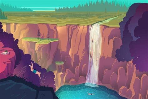 new link | Waterfall drawing, Nature vector, Vector illustration