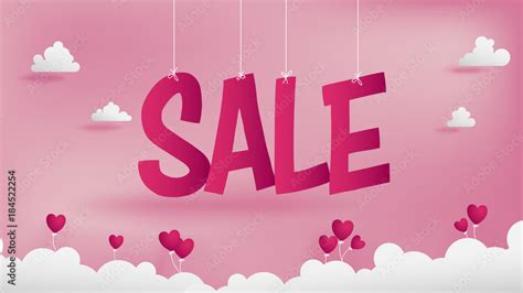 Sale banner of valentines conception,soft pink background,dark pink or crimson color as a Sale ...