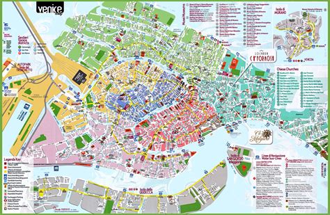 Venice Attractions Map PDF - FREE Printable Tourist Map Venice, Waking Tours Maps 2020