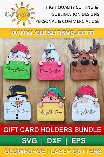 Christmas gift card holders SVG bundle | Laser cut file Glowforge SVG – Cutsunsvg