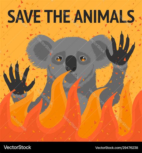 Save animals from fire poster Royalty Free Vector Image