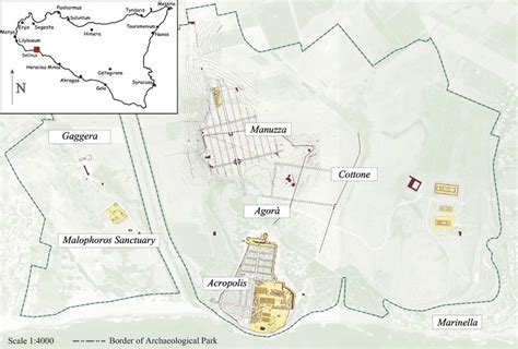 Schematic map of the archaeological park of Selinunte (south-western ...