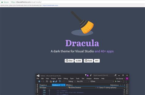 How to set up visual studio dark theme - recordbewer