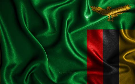 Zambian flag silk wavy flags, African countries, national symbols, Flag of Zambia, HD wallpaper ...