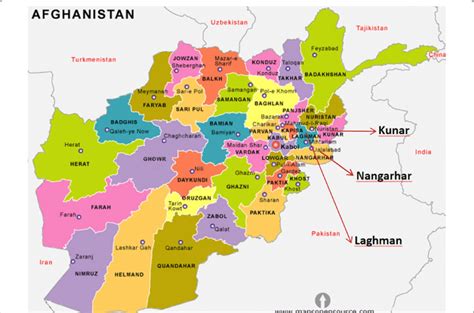 Map of Afghanistan and the location of the provinces of Kunar,... | Download Scientific Diagram