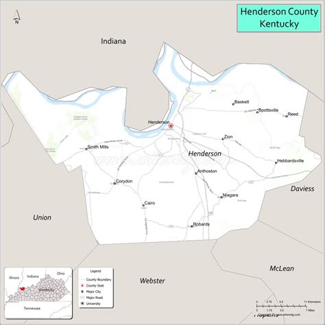 Map of Henderson County, Kentucky - Where is Located, Cities ...