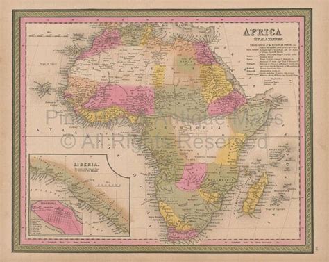 Africa Vintage Map Mitchell 1847 Original African Decor | Old map ...