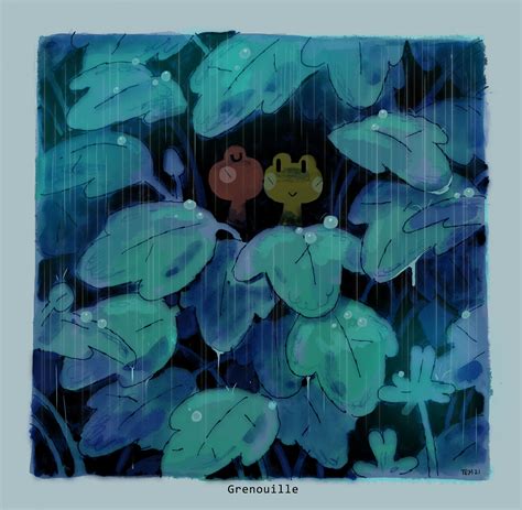 Frog in rain | Frog art, Art inspiration, Cute art