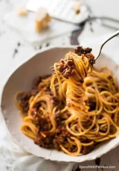 Slow Cooker Spaghetti Bolognese - Spend With Pennies