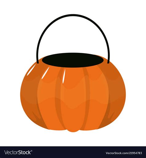 Funny pumpkin treat bucket in halloween Royalty Free Vector