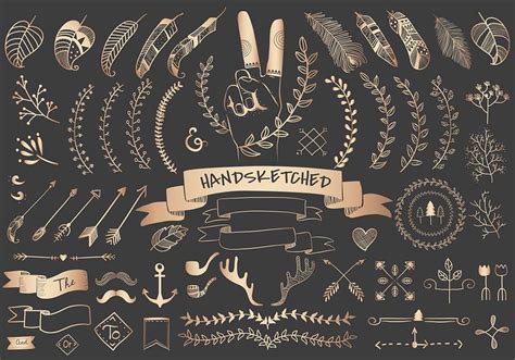 Hand drawn design elements set | Royalty free vector - 1016810