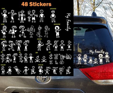 48 Stick Figures Full Collection Package My Family Car Window Decal St ...