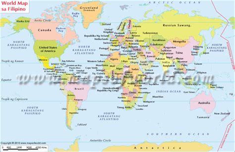 Mapa Ng Mundo - World Map in Flipino