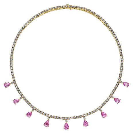 Pear Shape Pink Sapphire & Round Diamond Necklace – SES Creations