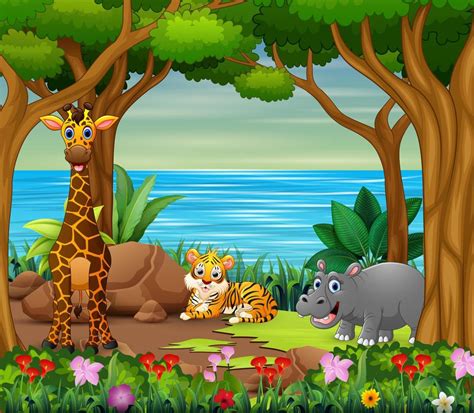 Wild animals cartoon living in the beautiful forest 5221096 Vector Art at Vecteezy