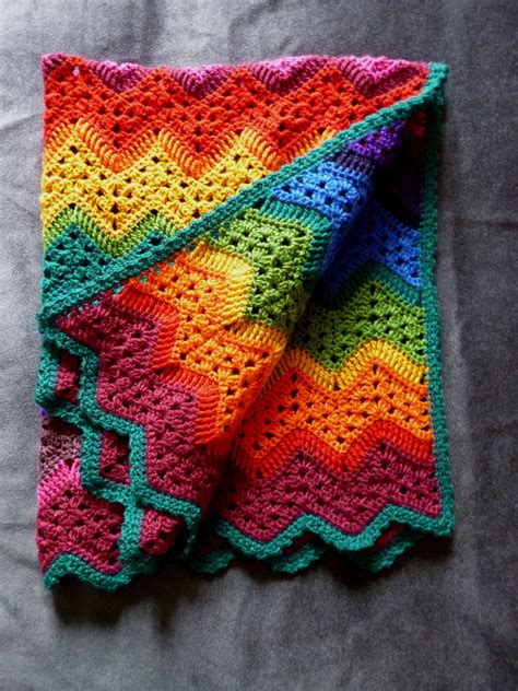 Crochet Rainbow Waves Baby Blanket Handmade Multi Coloured | Etsy UK ...