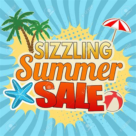 Sizzling summer sale advertising poster design on blue, vector ...